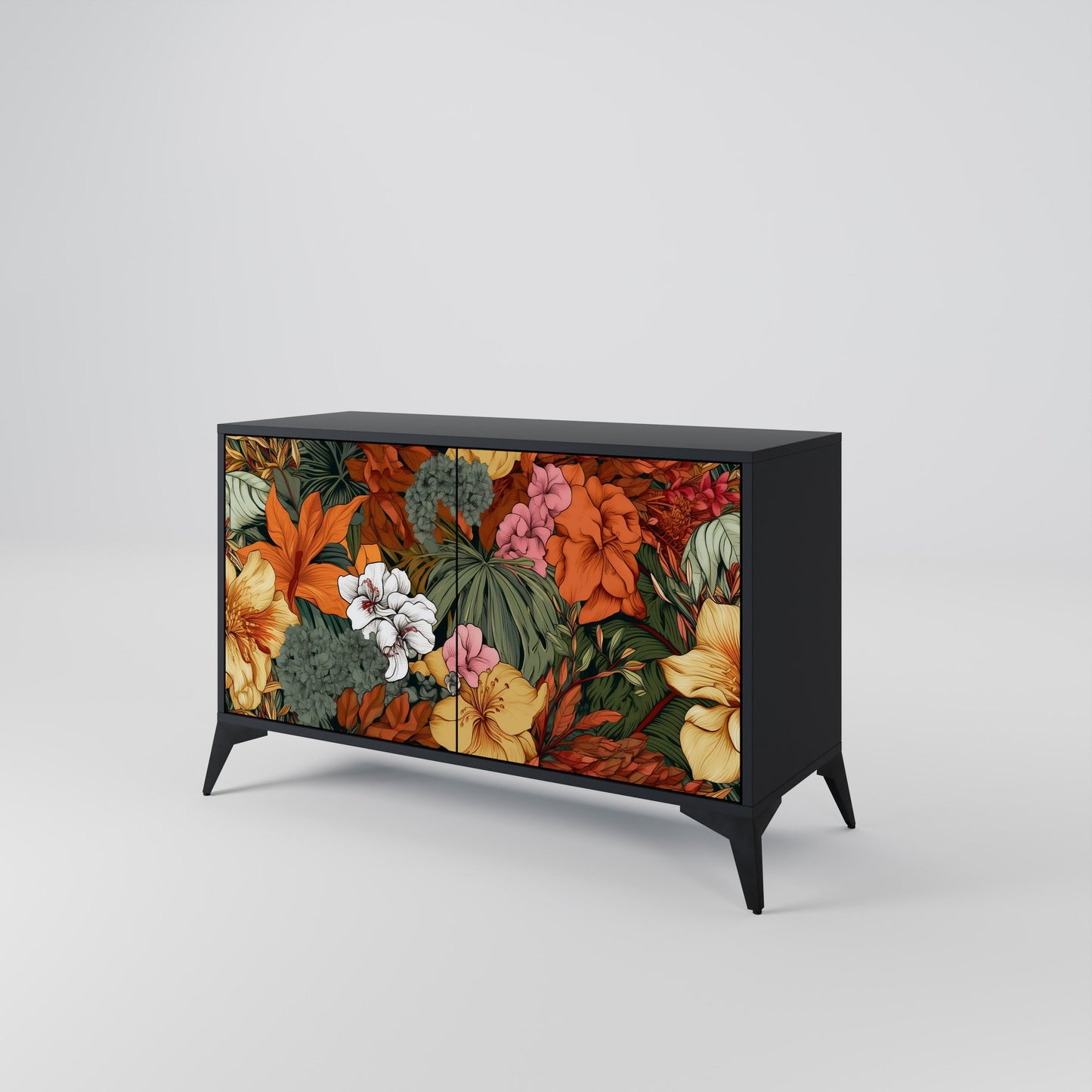 Credenza RADIANT FLORA a 2 ante in finitura nera