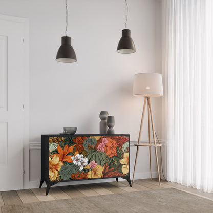 Credenza RADIANT FLORA a 2 ante in finitura nera