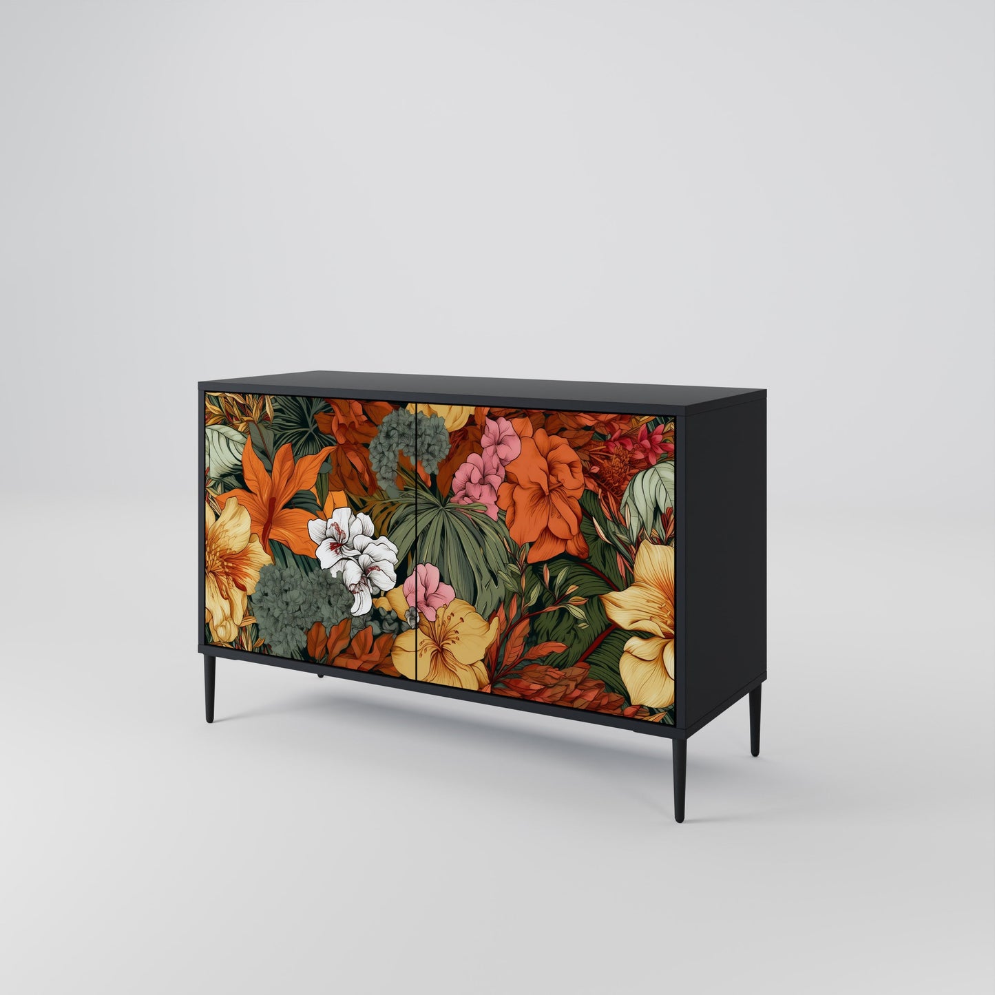 Credenza RADIANT FLORA a 2 ante in finitura nera