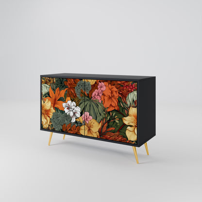 Credenza RADIANT FLORA a 2 ante in finitura nera