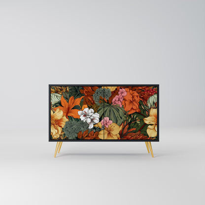 Credenza RADIANT FLORA a 2 ante in finitura nera