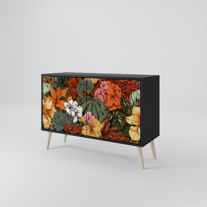 Credenza RADIANT FLORA a 2 ante in finitura nera
