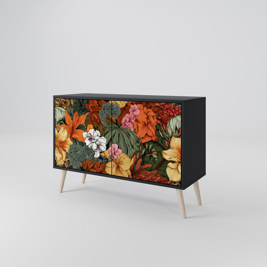 Credenza RADIANT FLORA a 2 ante in finitura nera