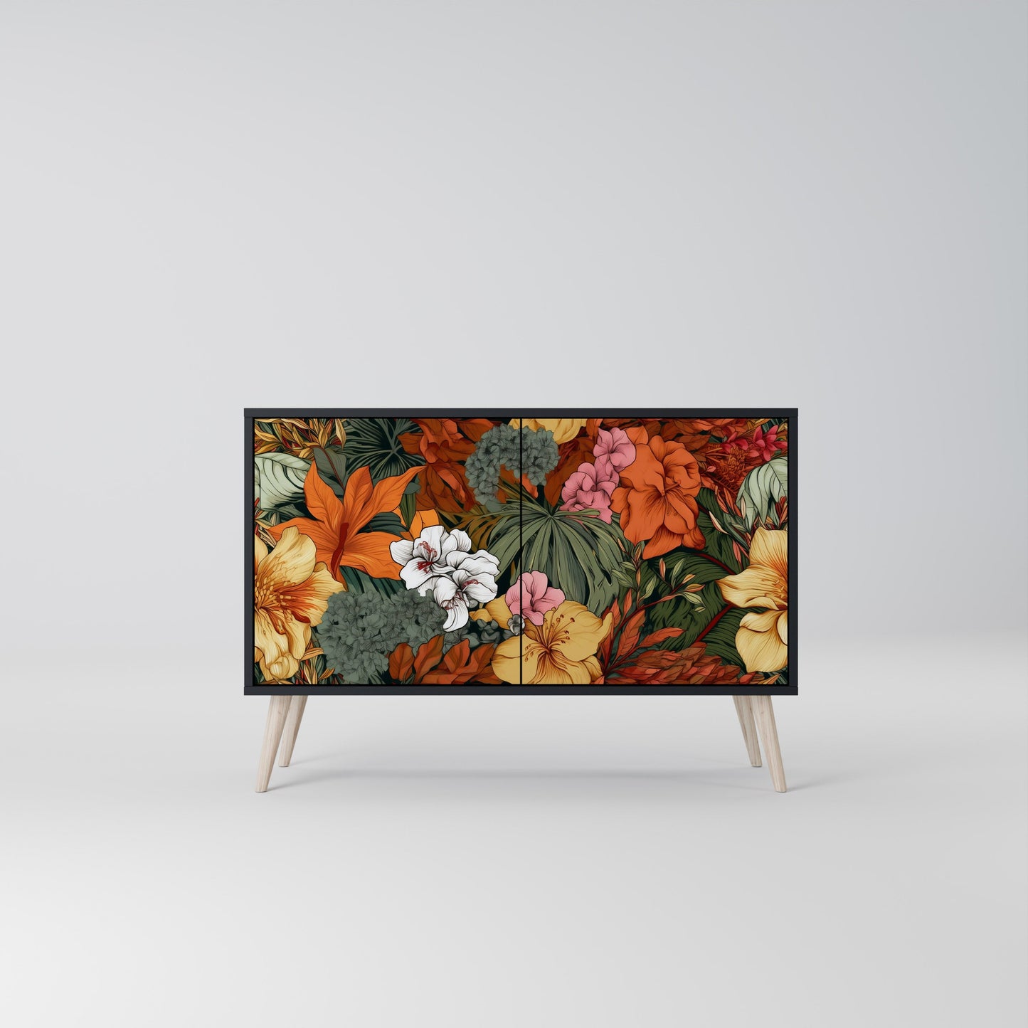 Credenza RADIANT FLORA a 2 ante in finitura nera