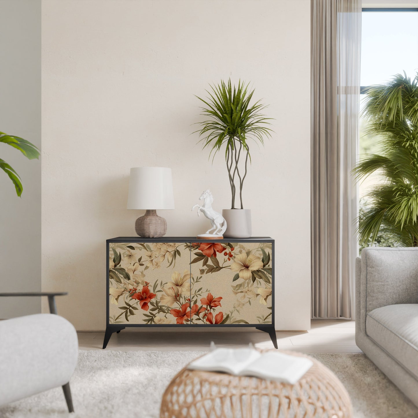 Credenza BLOOMING HARMONY a 2 ante in finitura nera