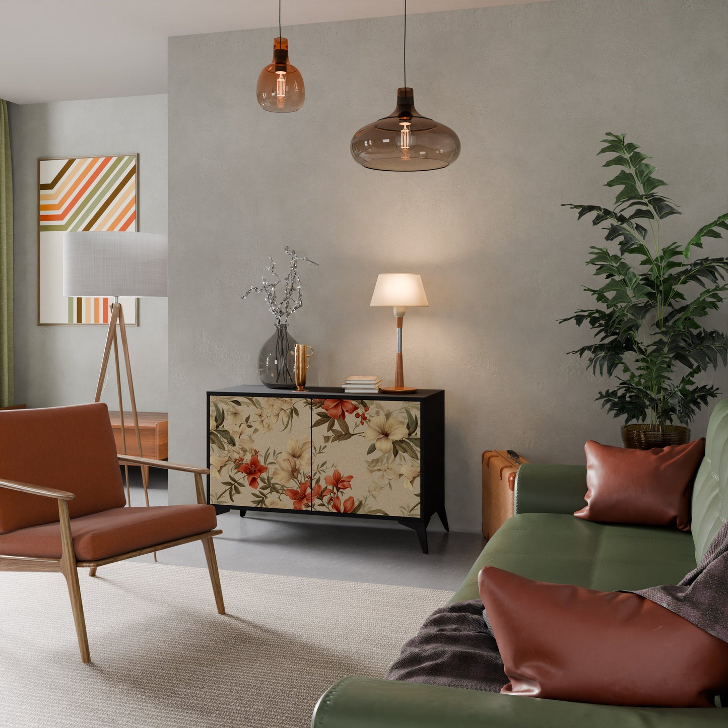 Credenza BLOOMING HARMONY a 2 ante in finitura nera