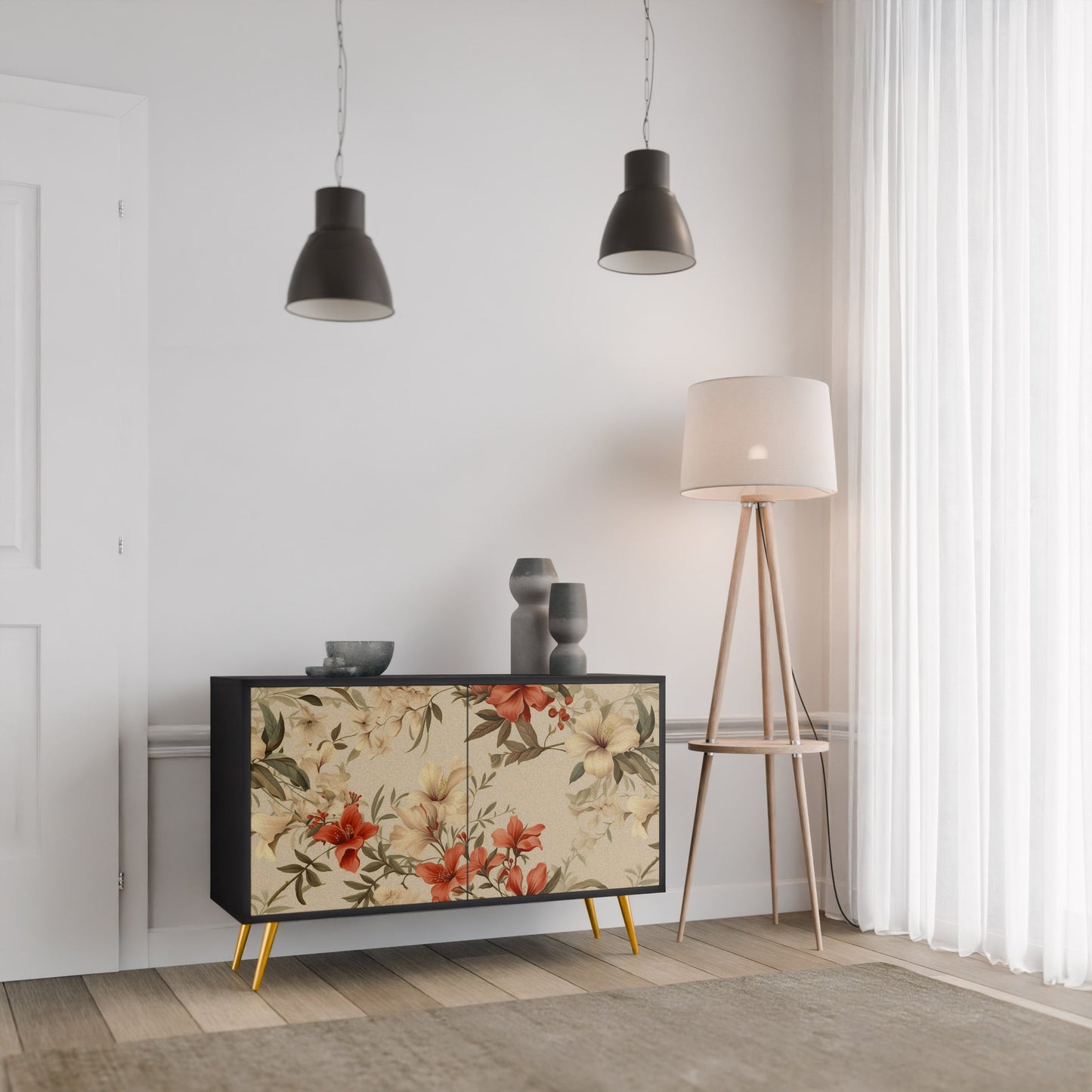 Credenza BLOOMING HARMONY a 2 ante in finitura nera