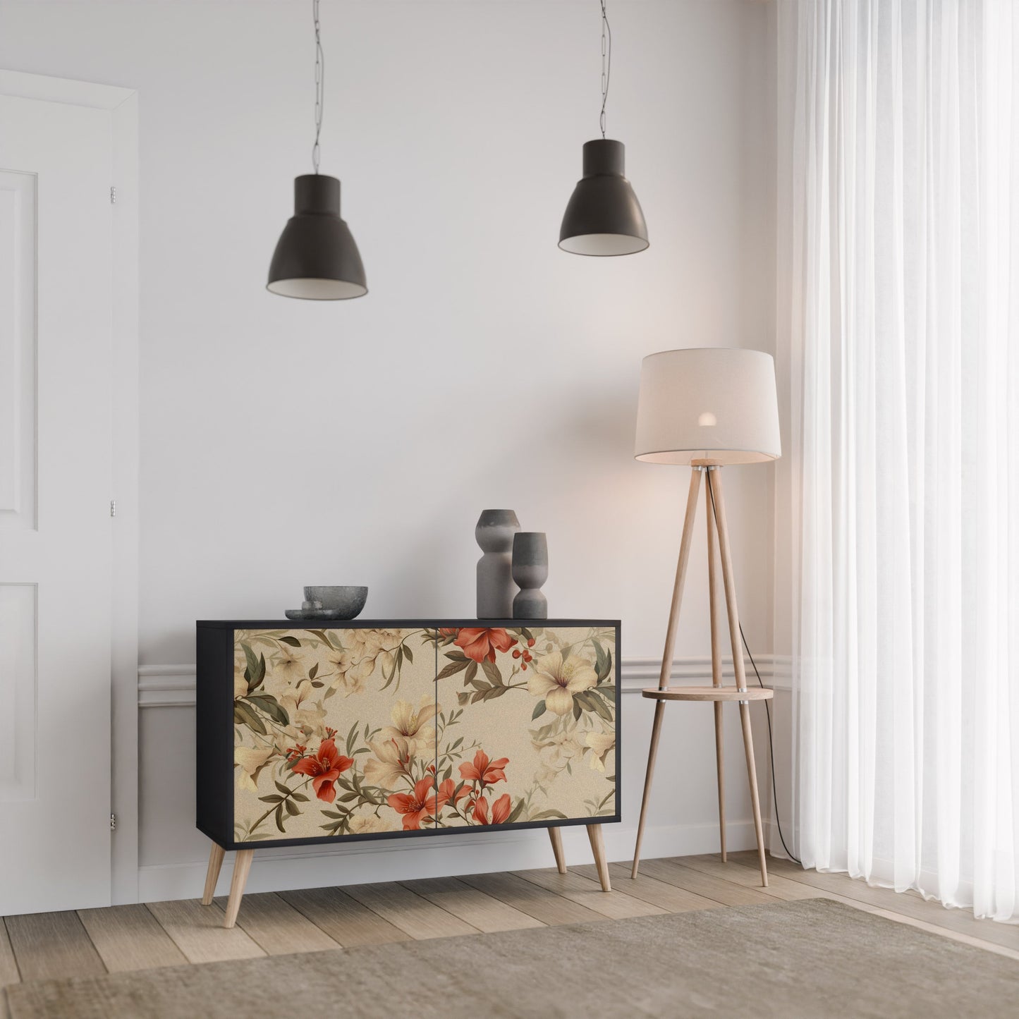 Credenza BLOOMING HARMONY a 2 ante in finitura nera