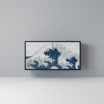 THE GREAT WAVE AT KANAGAWA Madia a 2 Ante in Finitura Nera