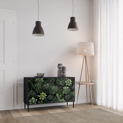 SUCCULENT JUNGLE 2-Door Sideboard in Black Finish