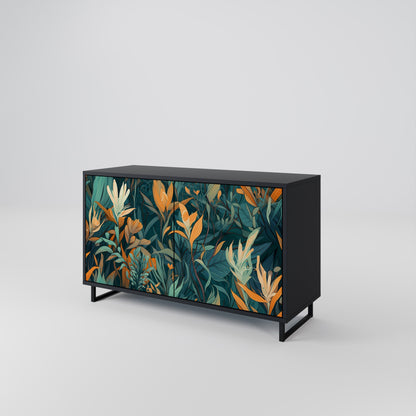 Credenza a 2 ante FLORAL SERENITY in finitura nera
