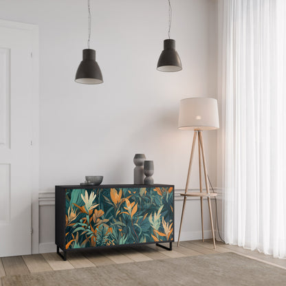 Credenza a 2 ante FLORAL SERENITY in finitura nera