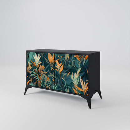 Credenza a 2 ante FLORAL SERENITY in finitura nera