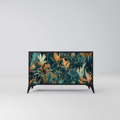 Credenza a 2 ante FLORAL SERENITY in finitura nera