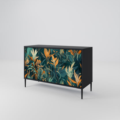 Credenza a 2 ante FLORAL SERENITY in finitura nera