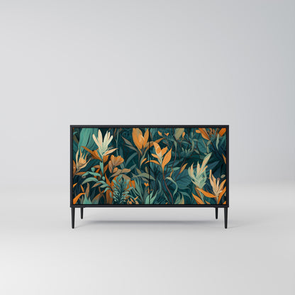 Credenza a 2 ante FLORAL SERENITY in finitura nera