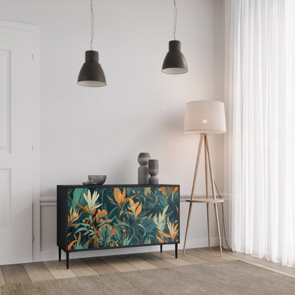 Credenza a 2 ante FLORAL SERENITY in finitura nera