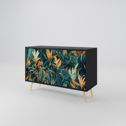 Credenza a 2 ante FLORAL SERENITY in finitura nera