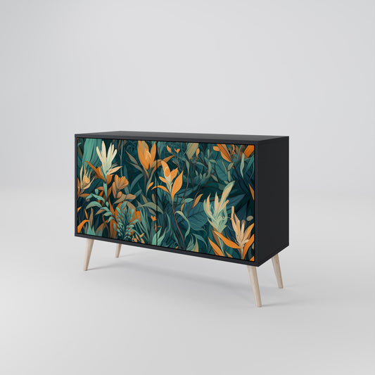 Credenza a 2 ante FLORAL SERENITY in finitura nera
