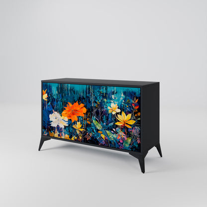 Credenza a 2 ante MIDNIGHT BLOSSOM in finitura nera