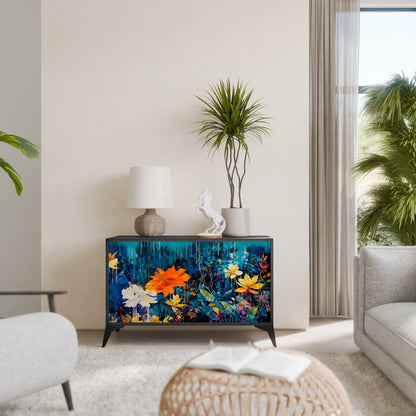 Credenza a 2 ante MIDNIGHT BLOSSOM in finitura nera