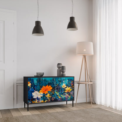 Credenza a 2 ante MIDNIGHT BLOSSOM in finitura nera