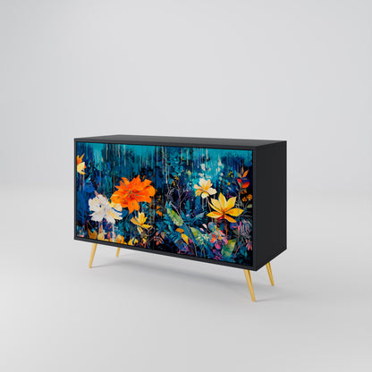 Credenza a 2 ante MIDNIGHT BLOSSOM in finitura nera