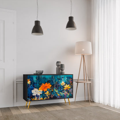 Credenza a 2 ante MIDNIGHT BLOSSOM in finitura nera