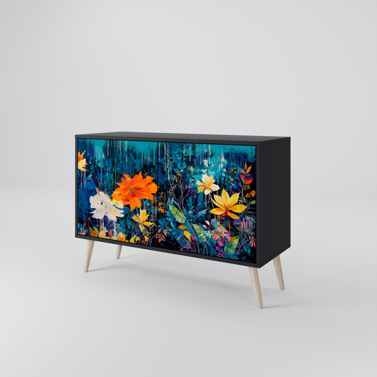 Credenza a 2 ante MIDNIGHT BLOSSOM in finitura nera