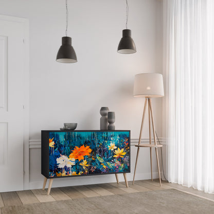 Credenza a 2 ante MIDNIGHT BLOSSOM in finitura nera