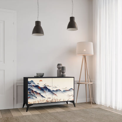 Credenza a 2 ante JAPANESE LANDSCAPE in finitura nera
