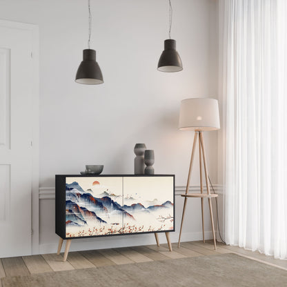 Credenza a 2 ante JAPANESE LANDSCAPE in finitura nera