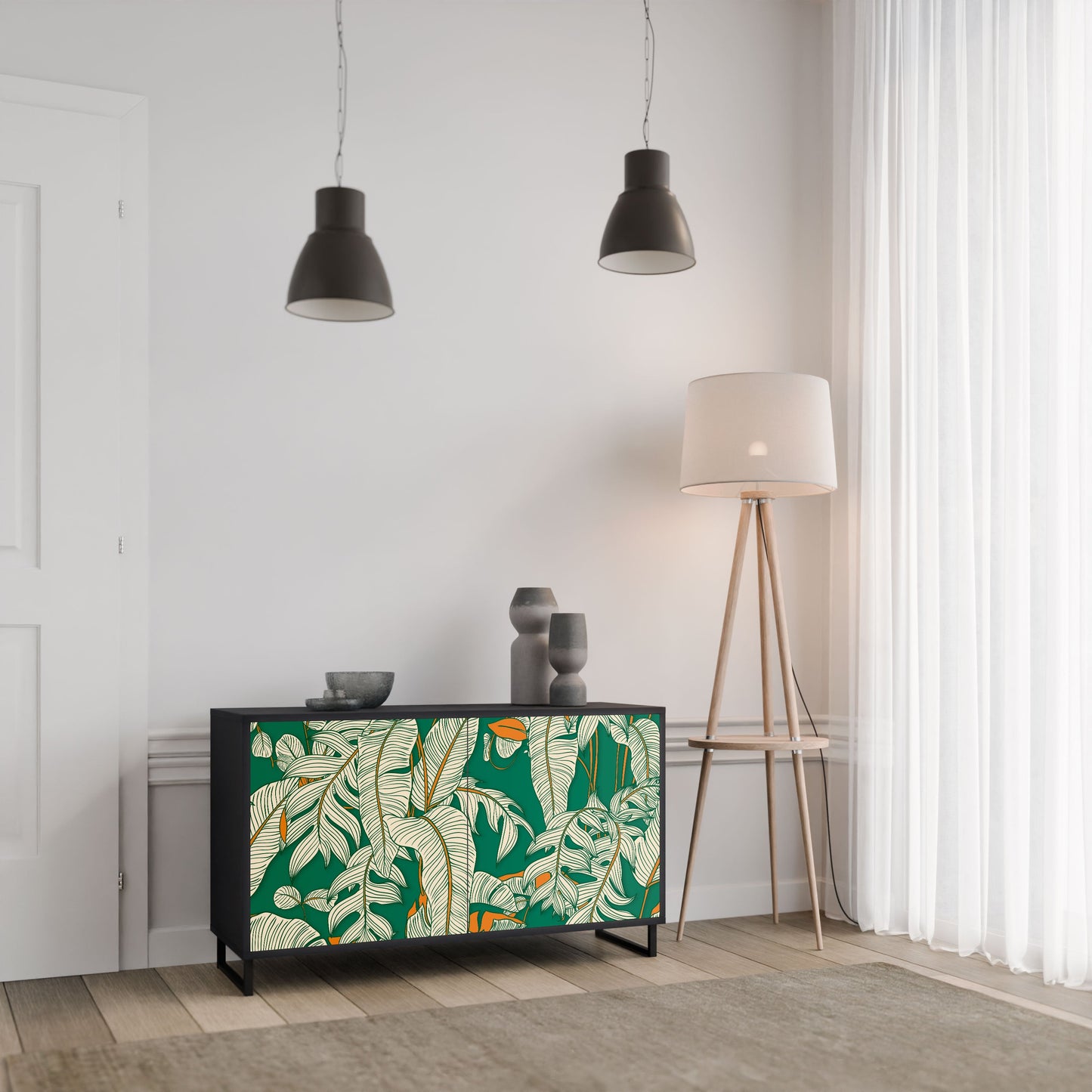 Credenza a 2 ante VERDANT PLEASURES in finitura nera