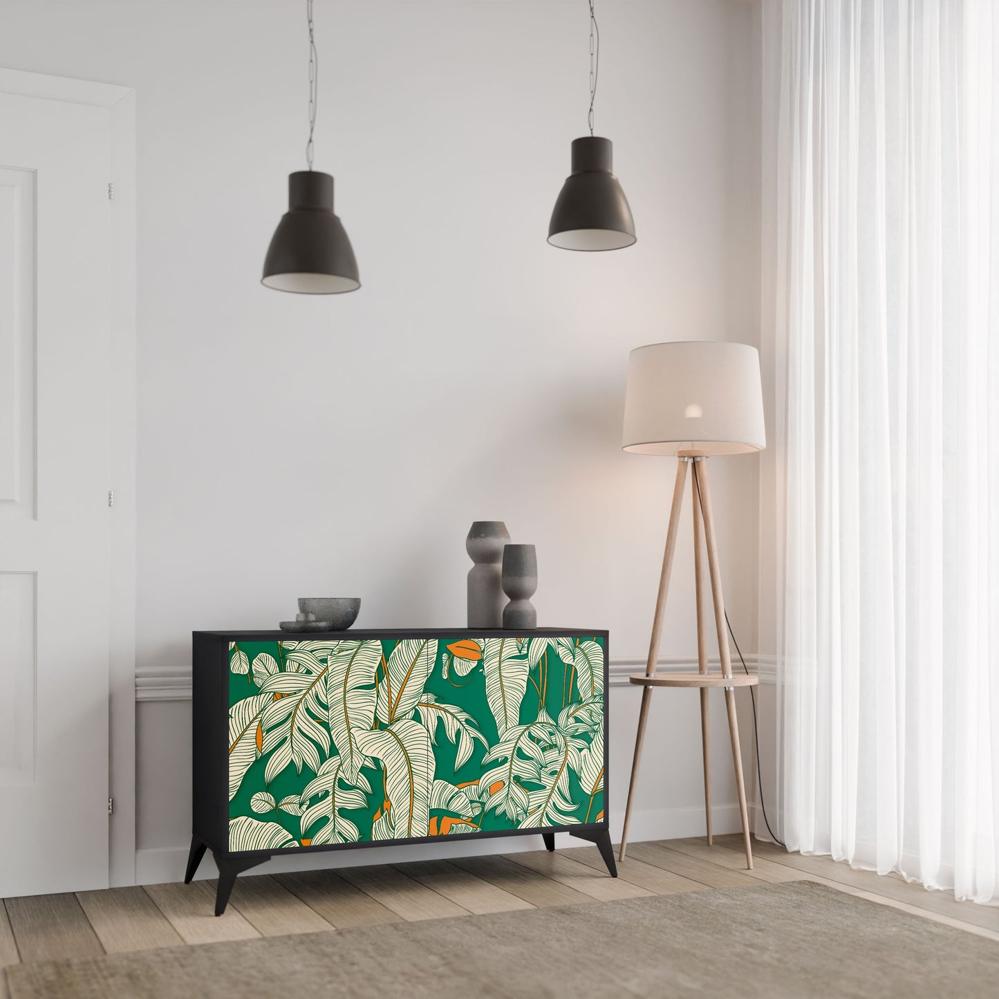 Credenza a 2 ante VERDANT PLEASURES in finitura nera