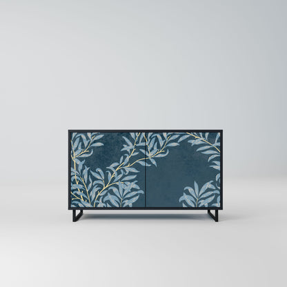 Credenza a 2 ante BLUE LEAVES in finitura nera