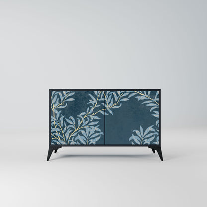 Credenza a 2 ante BLUE LEAVES in finitura nera