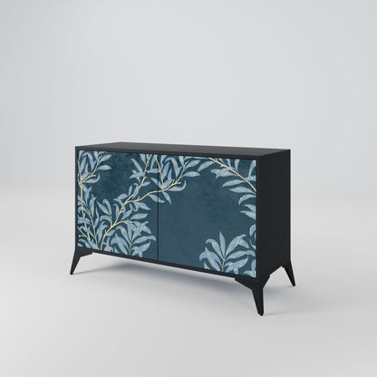 Credenza a 2 ante BLUE LEAVES in finitura nera