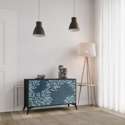 Credenza a 2 ante BLUE LEAVES in finitura nera