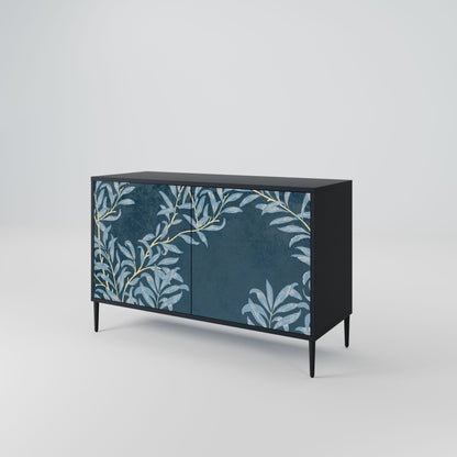 Credenza a 2 ante BLUE LEAVES in finitura nera