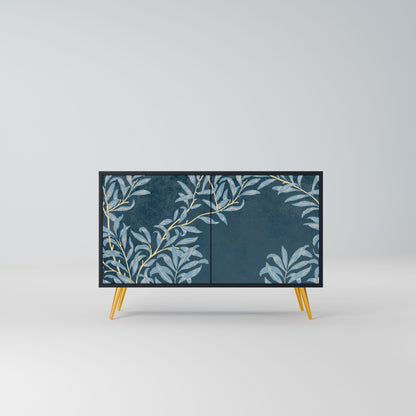 Credenza a 2 ante BLUE LEAVES in finitura nera