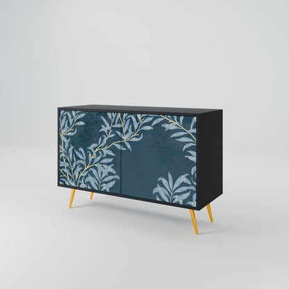 Credenza a 2 ante BLUE LEAVES in finitura nera