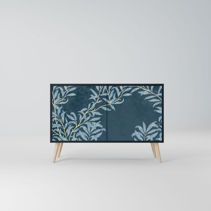 Credenza a 2 ante BLUE LEAVES in finitura nera