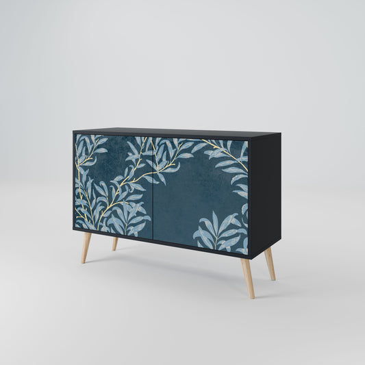 Credenza a 2 ante BLUE LEAVES in finitura nera