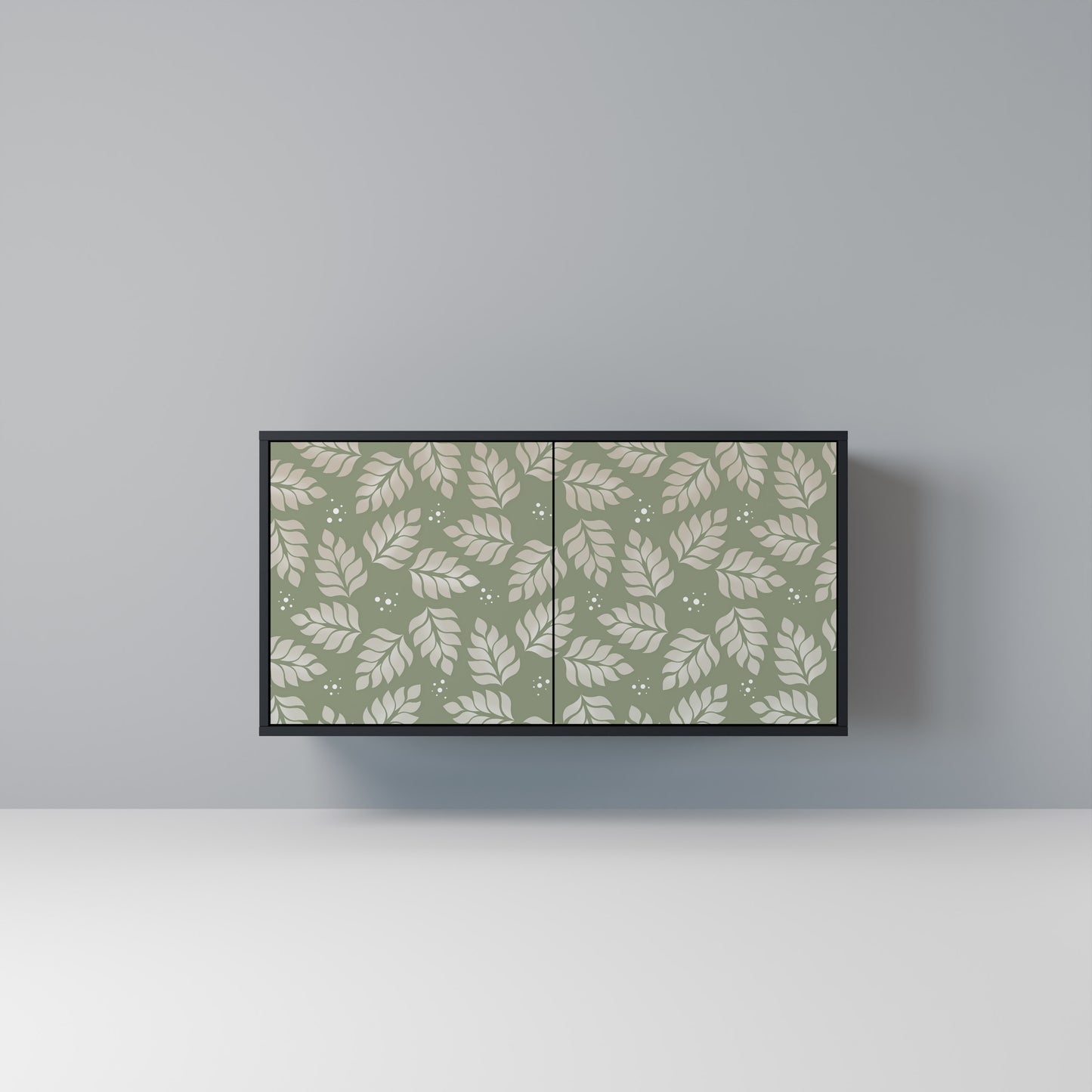 LEAVES ON GREEN Madia a 2 Ante in Finitura Nera