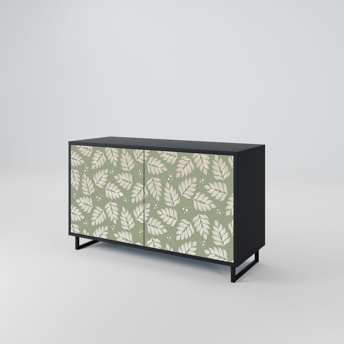 Credenza LEAVES ON GREEN a 2 ante in finitura nera
