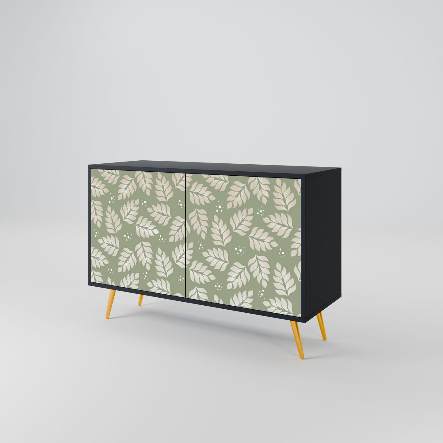 Credenza LEAVES ON GREEN a 2 ante in finitura nera