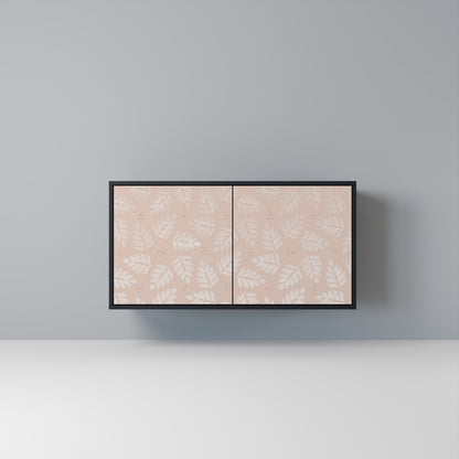 LEAVES ON BEIGE Madia a 2 Ante in Finitura Nera