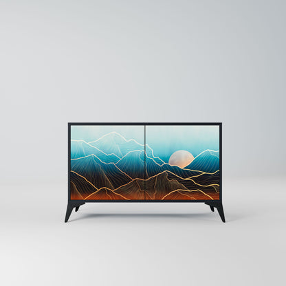 Credenza LUNAR SECRETS a 2 ante in finitura nera