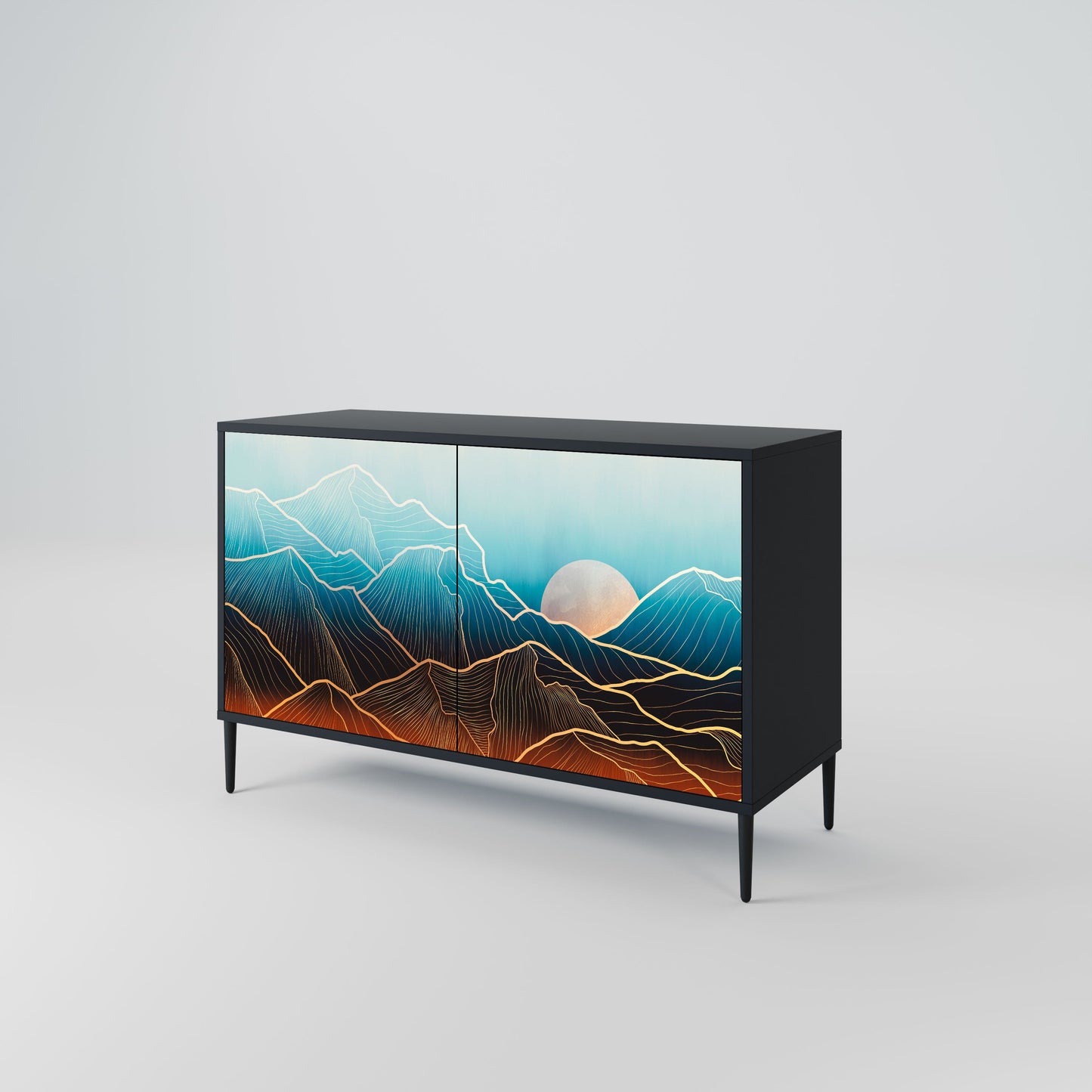 Credenza LUNAR SECRETS a 2 ante in finitura nera