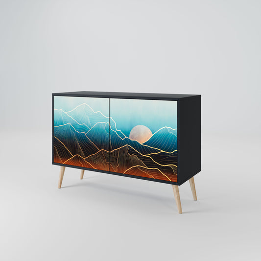 Credenza LUNAR SECRETS a 2 ante in finitura nera
